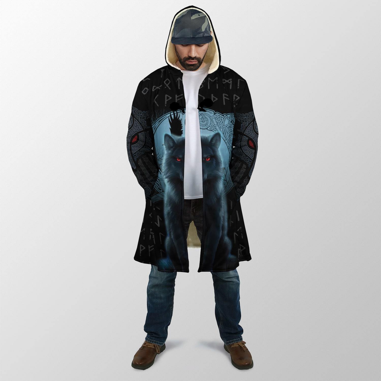 Fenrir Viking Wolf And Moon 3D