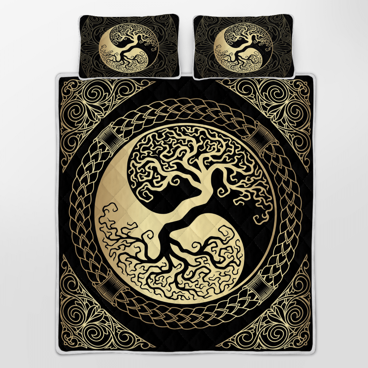 Quilt Bed Set - Yin Yang Yggdrasil - Tree Of Life