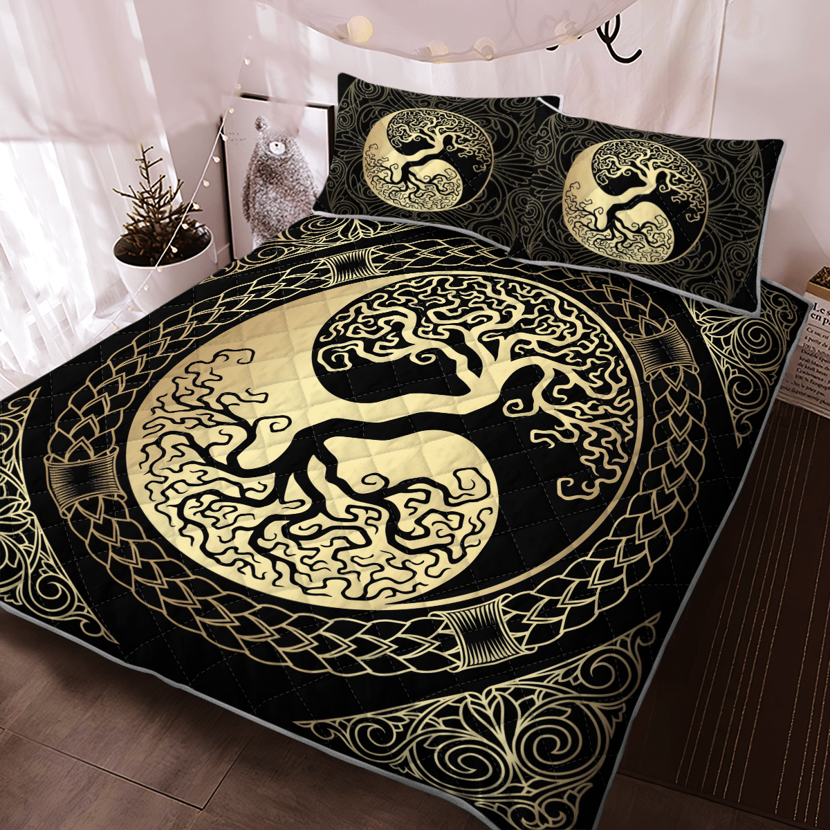 Quilt Bed Set - Yin Yang Yggdrasil - Tree Of Life