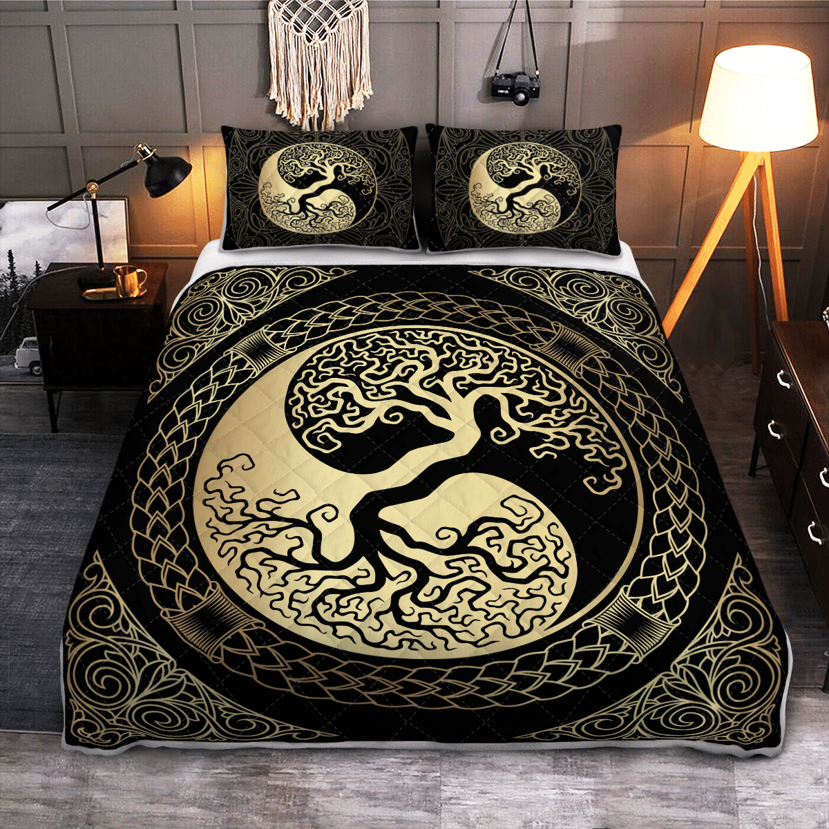 Quilt Bed Set - Yin Yang Yggdrasil - Tree Of Life