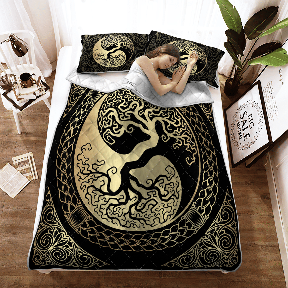 Quilt Bed Set - Yin Yang Yggdrasil - Tree Of Life