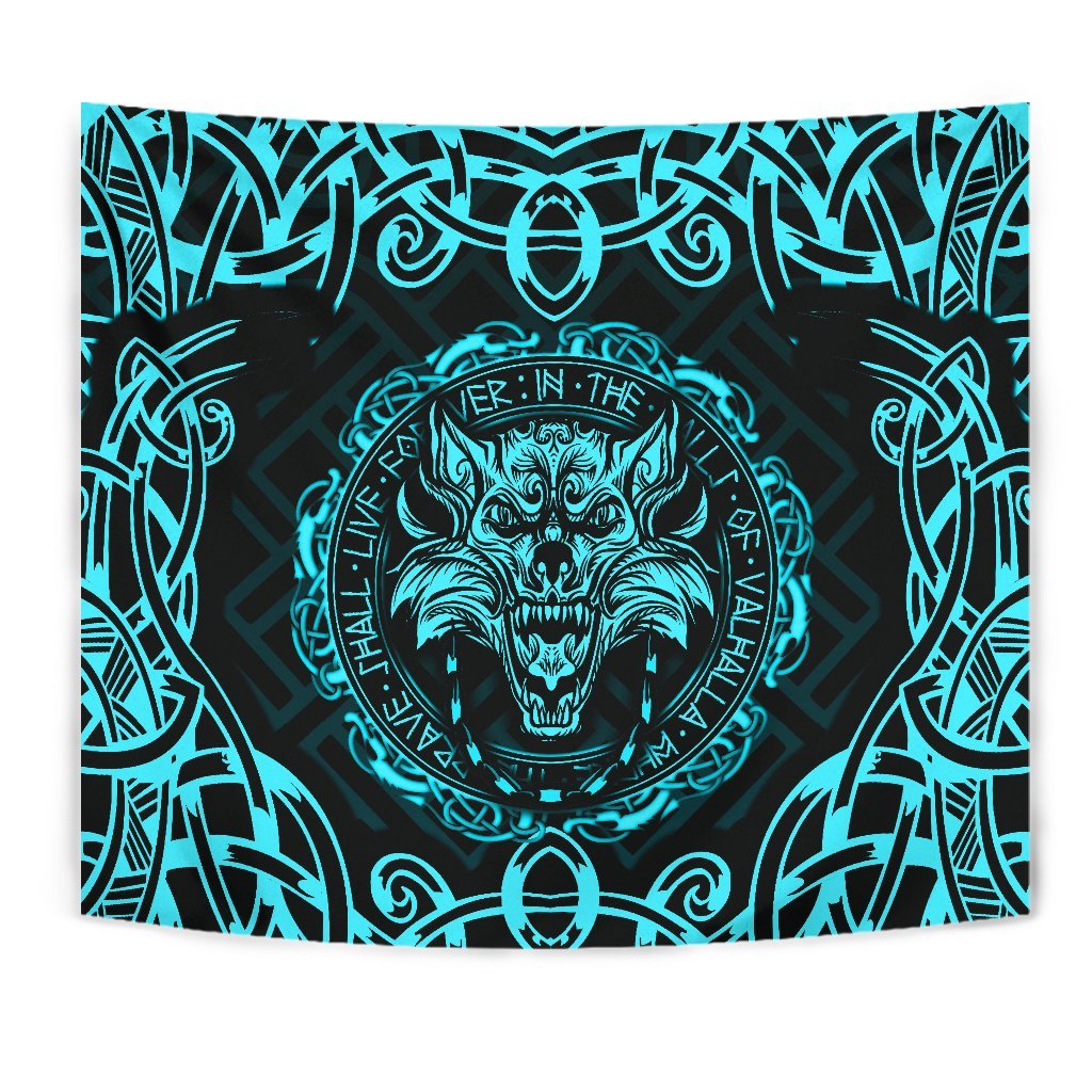 Tapestry - Fenrir Viking Cyan 3D