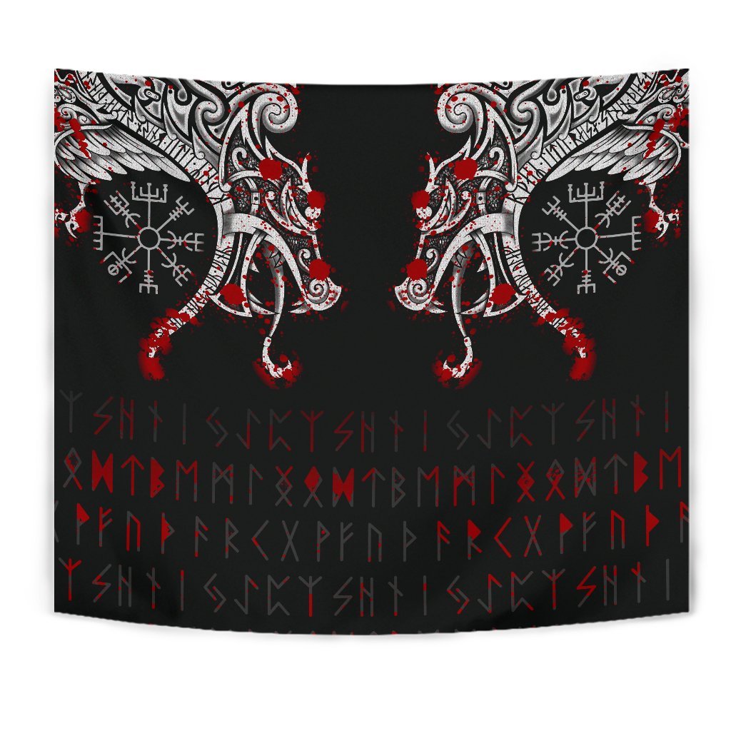 Tapestry - Double Dragon Tattoo And Vegvisir Blood