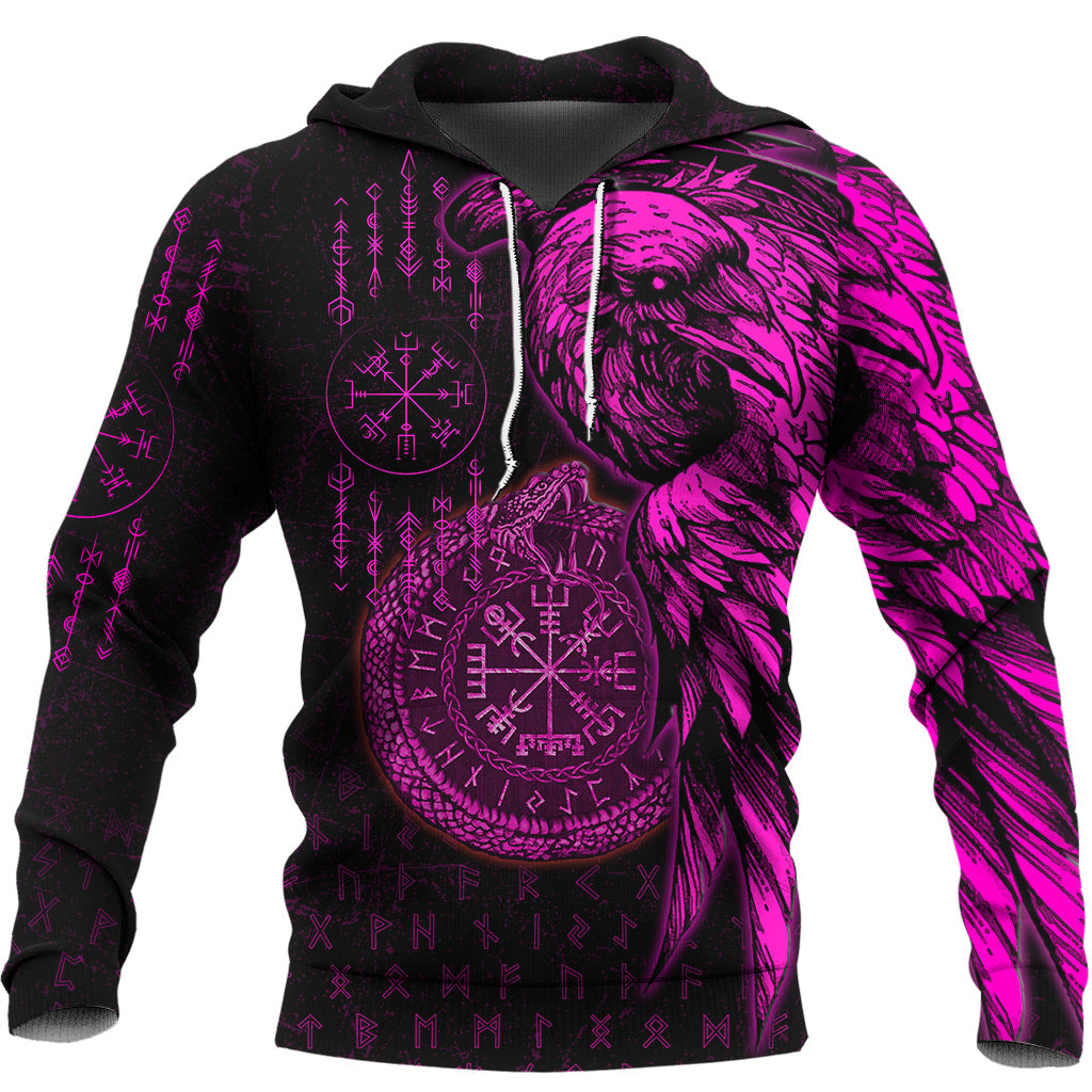 Raven and Ouroboros Brush Style Hoodie