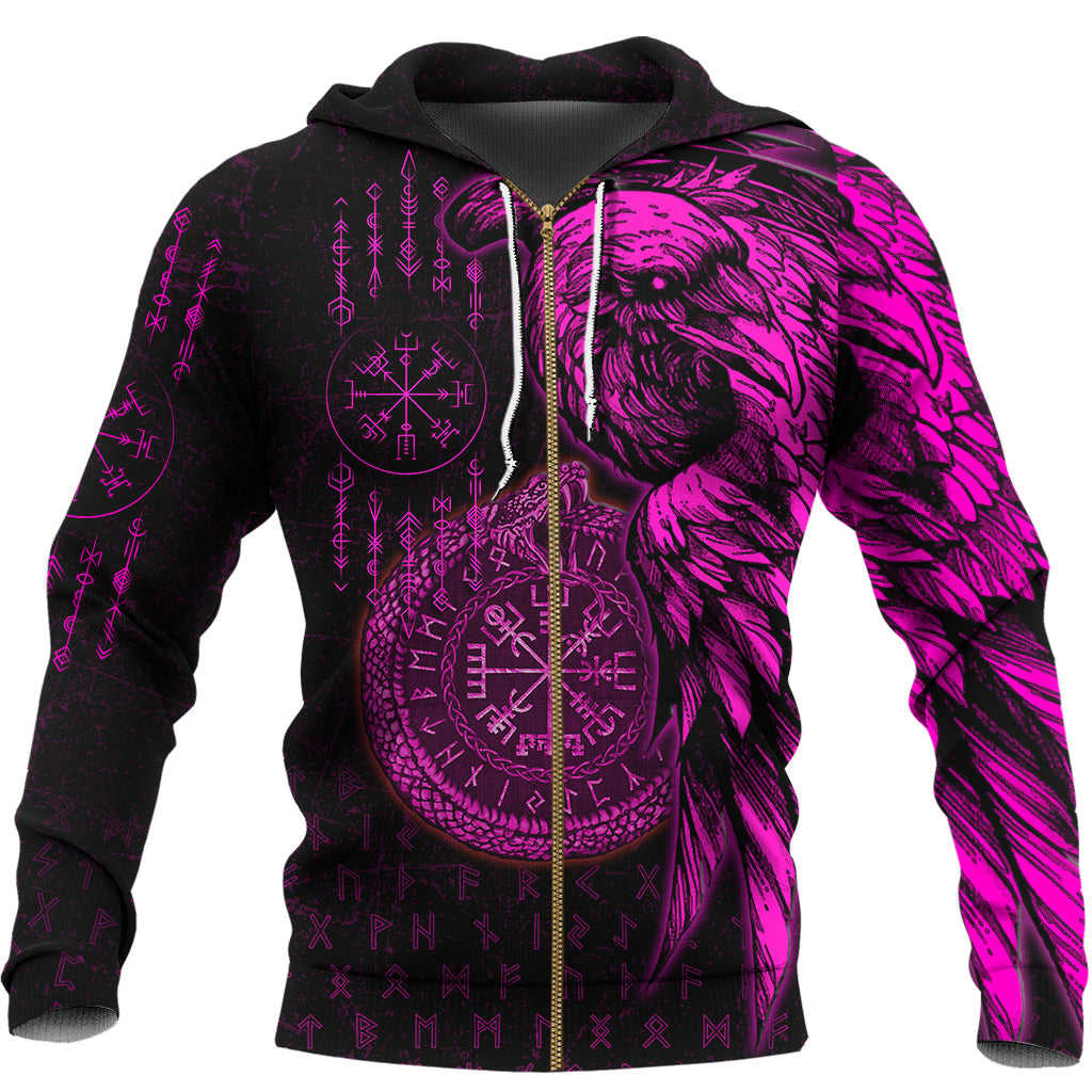 Raven and Ouroboros Brush Style Hoodie