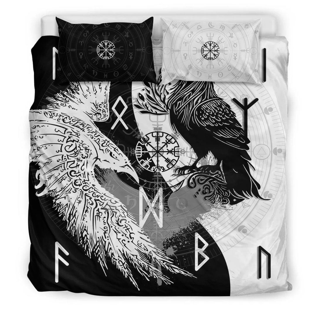 Bedding Set Raven Viking Tattoo Ying Yang Style Bedding Set