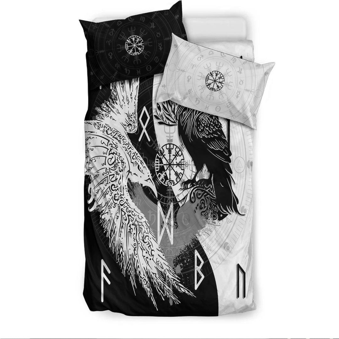 Bedding Set Raven Viking Tattoo Ying Yang Style Bedding Set