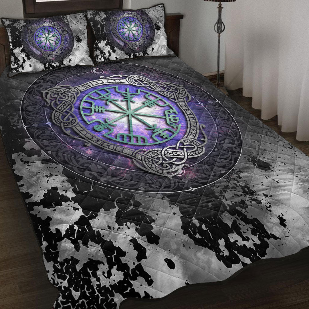 Quilt Bed Set - Viking Vegvisir and Celtic Tattoo Quilt Bed Set