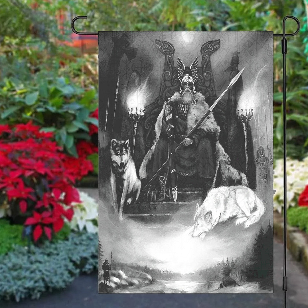 Garden Flag - King Odin Viking Wolf Garden Flag