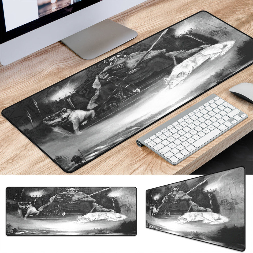 Mouse Mat - King Odin Viking Wolf Mouse Mat