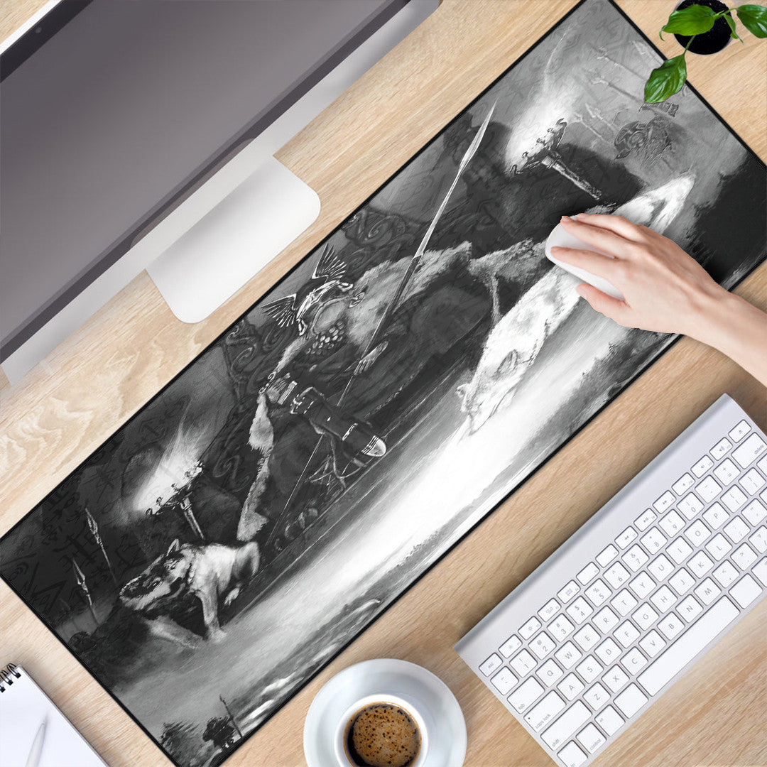 Mouse Mat - King Odin Viking Wolf Mouse Mat