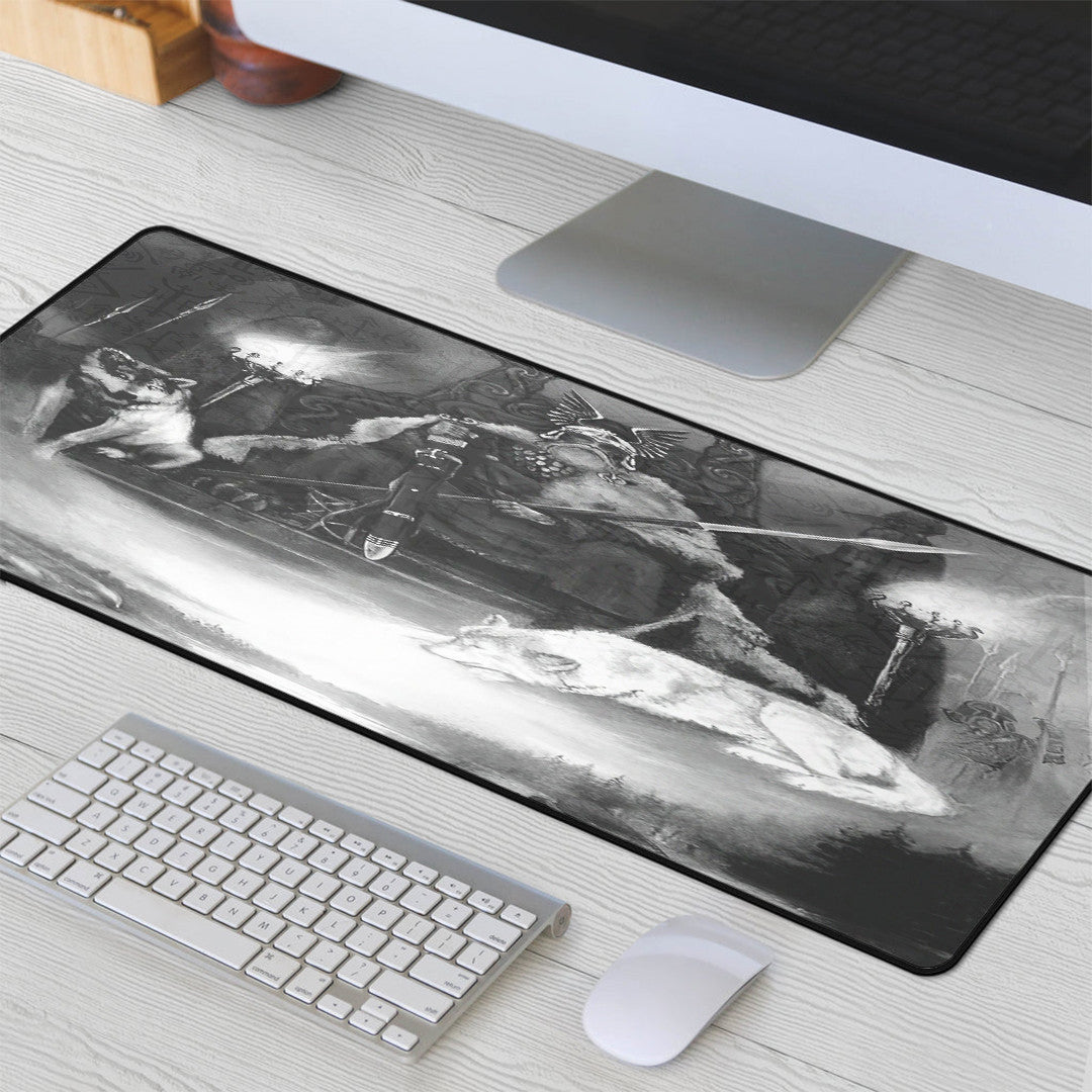 Mouse Mat - King Odin Viking Wolf Mouse Mat