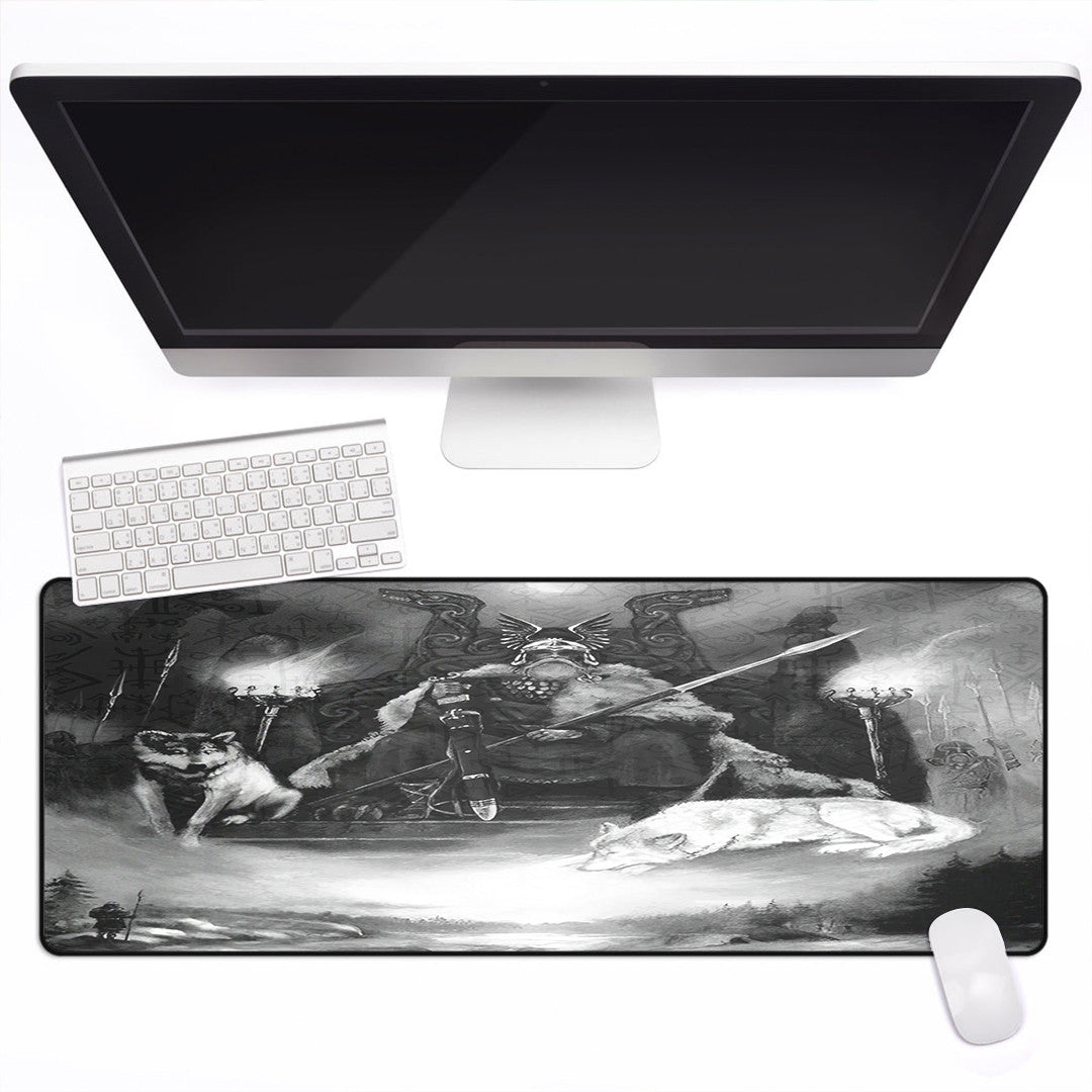 Mouse Mat - King Odin Viking Wolf Mouse Mat