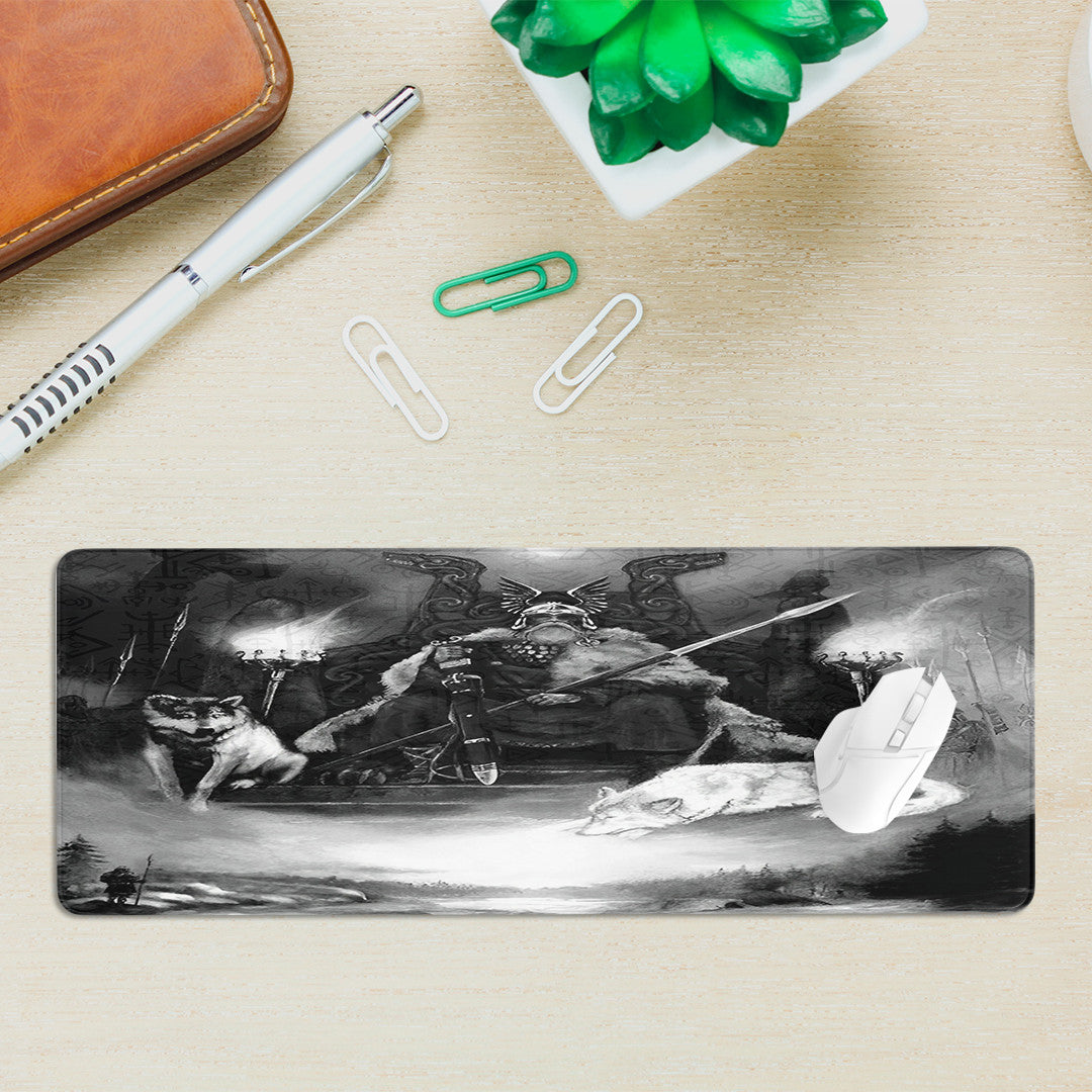 Mouse Mat - King Odin Viking Wolf Mouse Mat