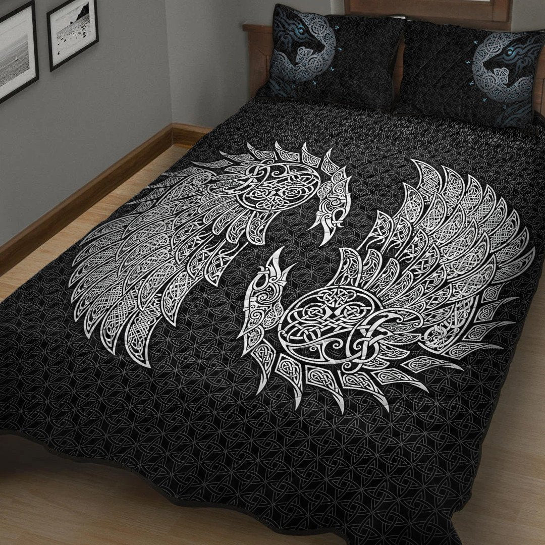 Quilt Bed Set - Raven and Wolf Fenrir Quilt Bed Set