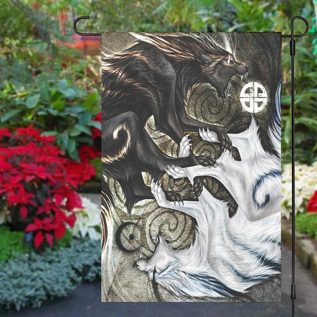 Garden Flag - Skoll and Hati Ying Yang Style Garden Flag