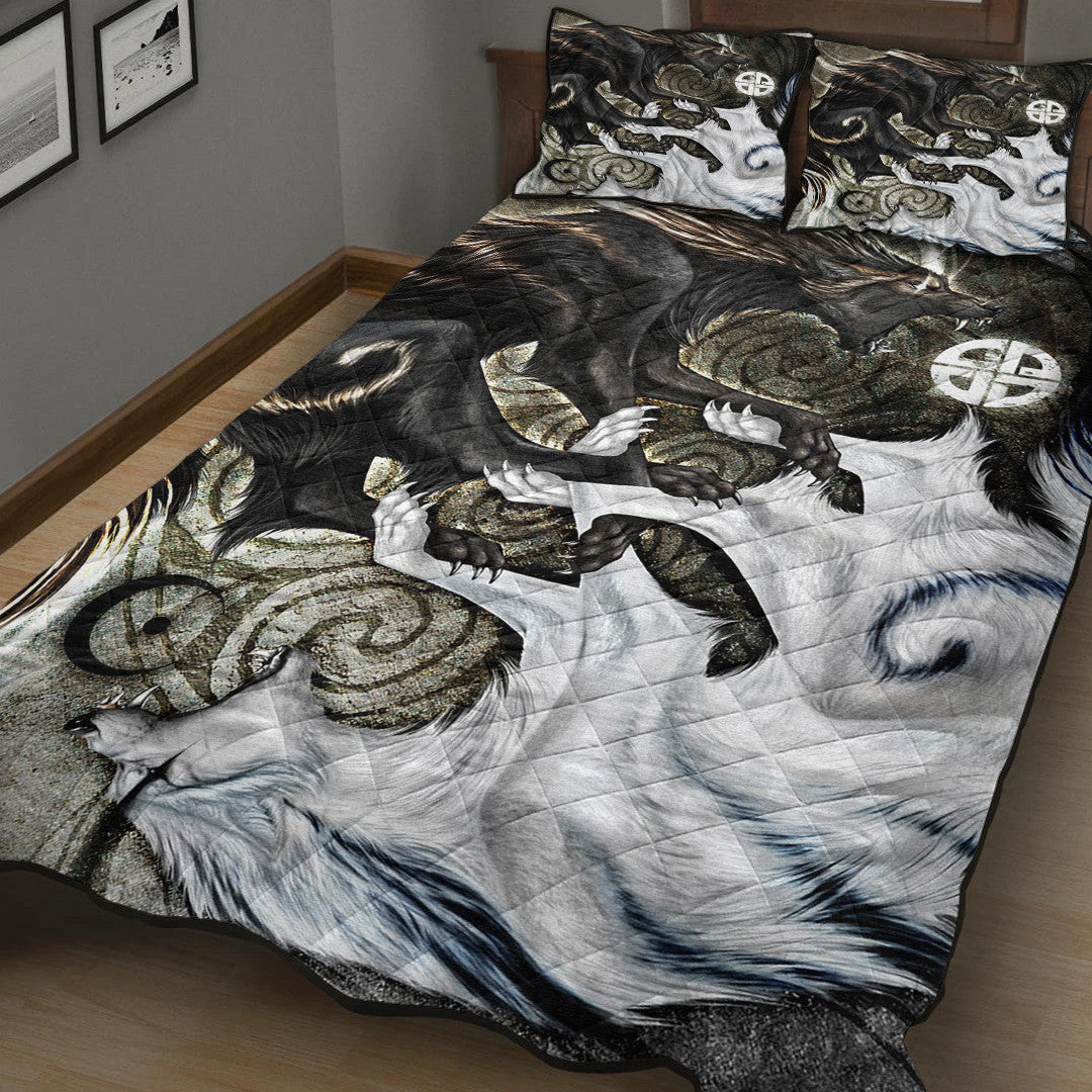 Quilt Bed Set - Skoll and Hati Ying Yang Style Quilt Bed Set
