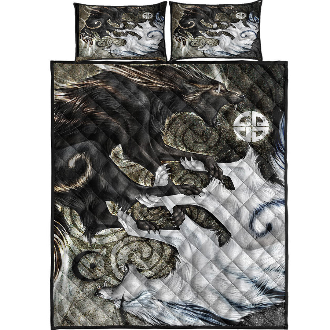 Quilt Bed Set - Skoll and Hati Ying Yang Style Quilt Bed Set