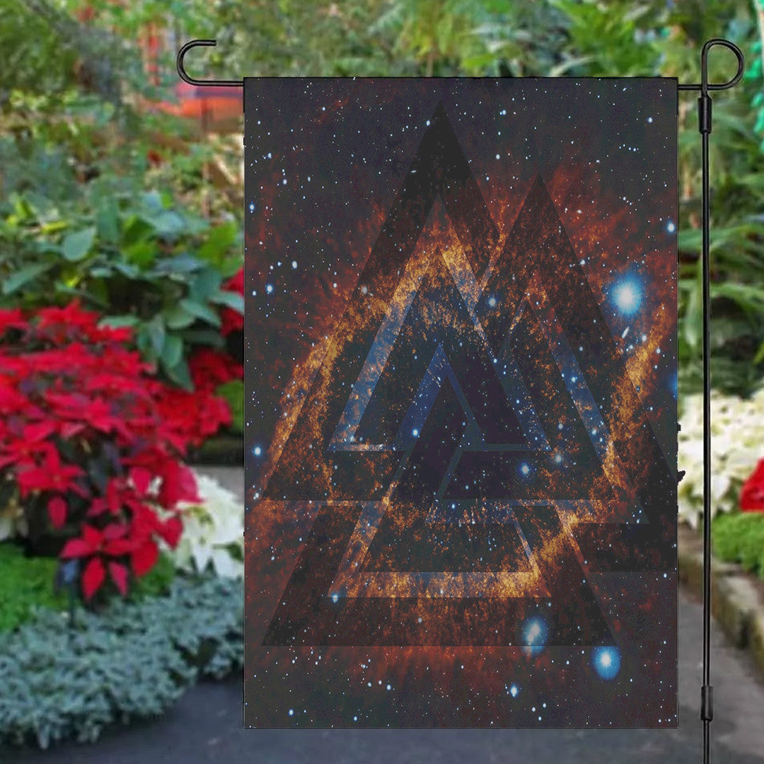 Garden Flag - Valknut Tattoo Galaxy Garden Flag
