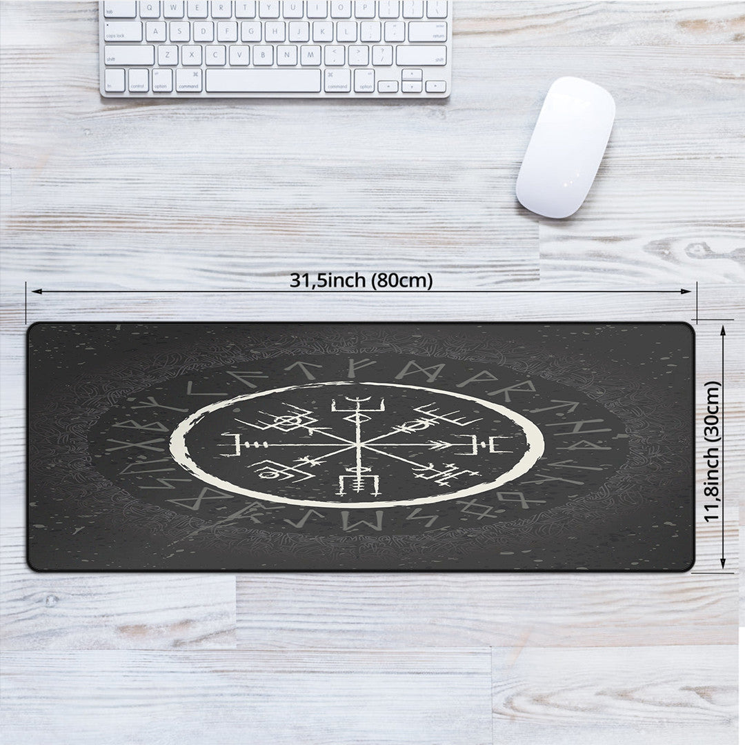 Viking Style Mouse Mat - Vegvisir and Rune Round Vector Style Mouse Mat A35