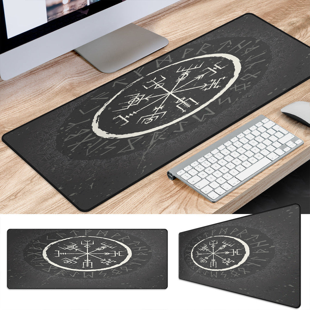 Mouse Mat - Vegvisir and Rune Round Vector Style Mouse Mat