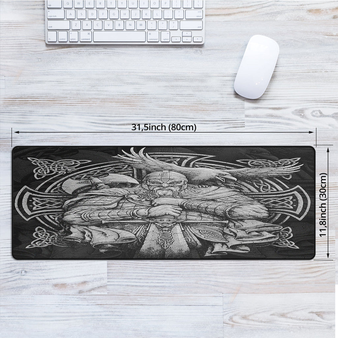 Viking Style Mouse Mat - Viking Odin Tattoo and Raven Round Vector Style Mouse Mat A35