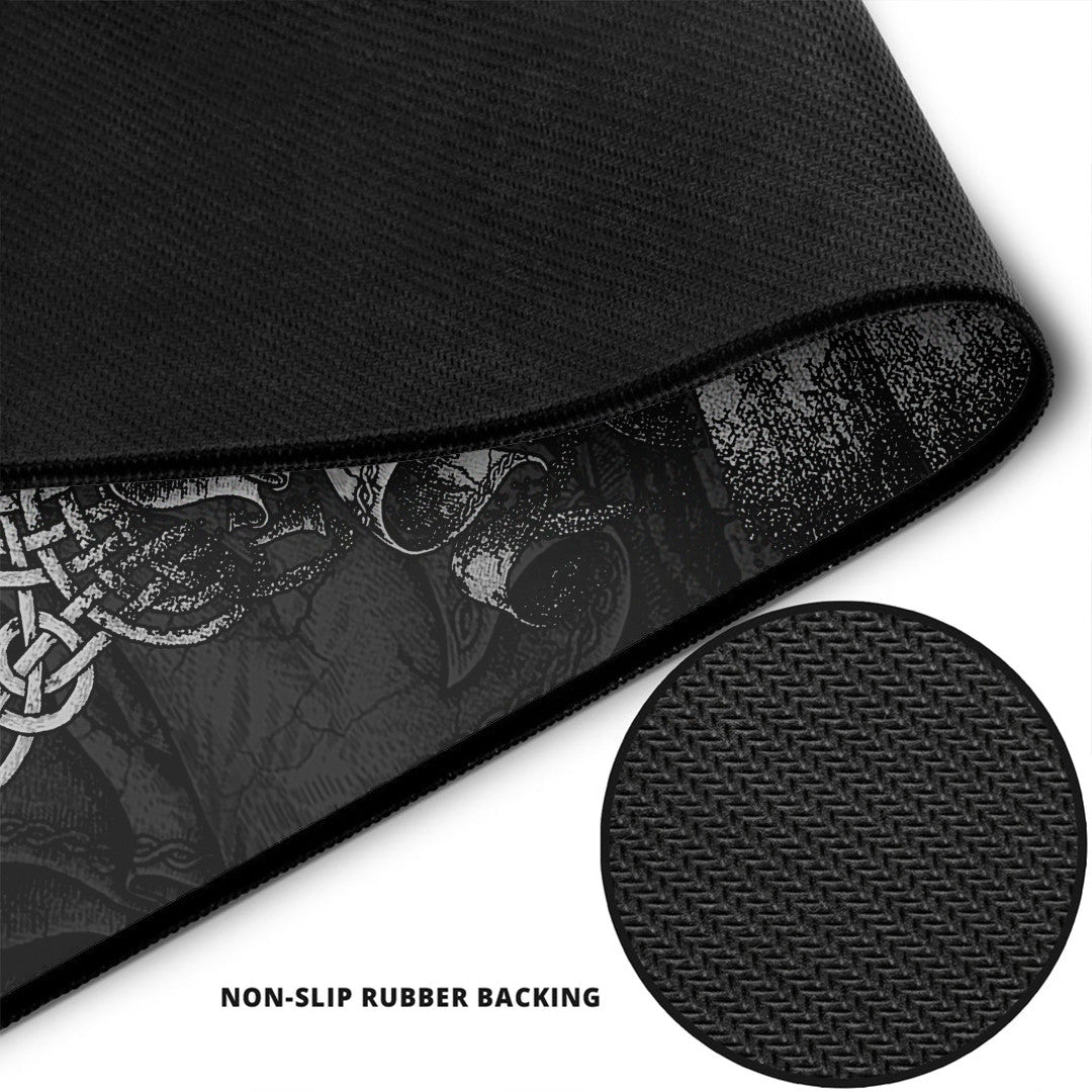 Mouse Mat - Viking Odin Tattoo and Raven Round Vector Style Mouse Mat