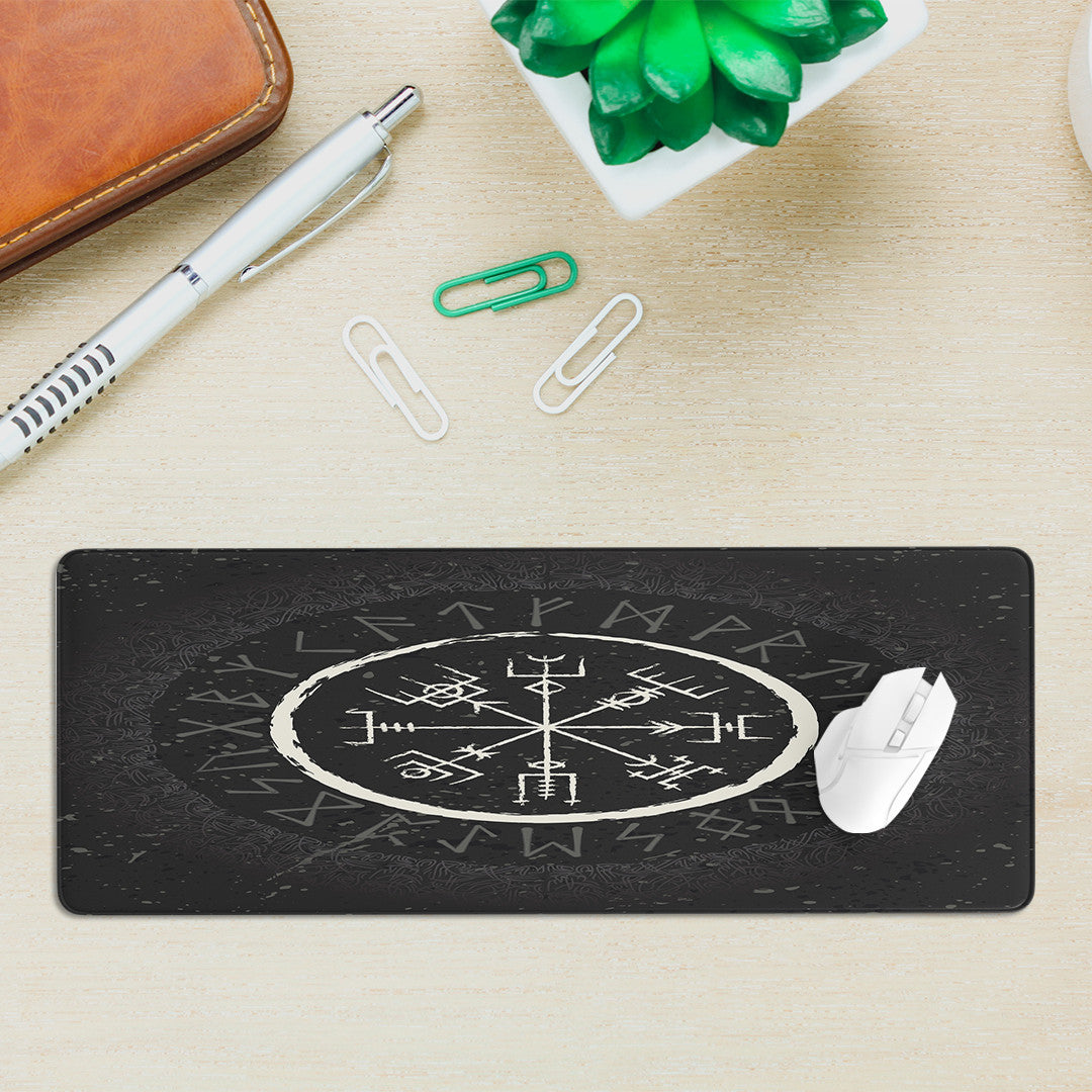 Mouse Mat - Vegvisir and Rune Round Vector Style Mouse Mat