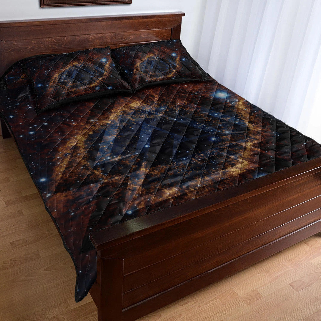 Quilt Bed Set - Valknut Tattoo Galaxy Quilt Bed Set