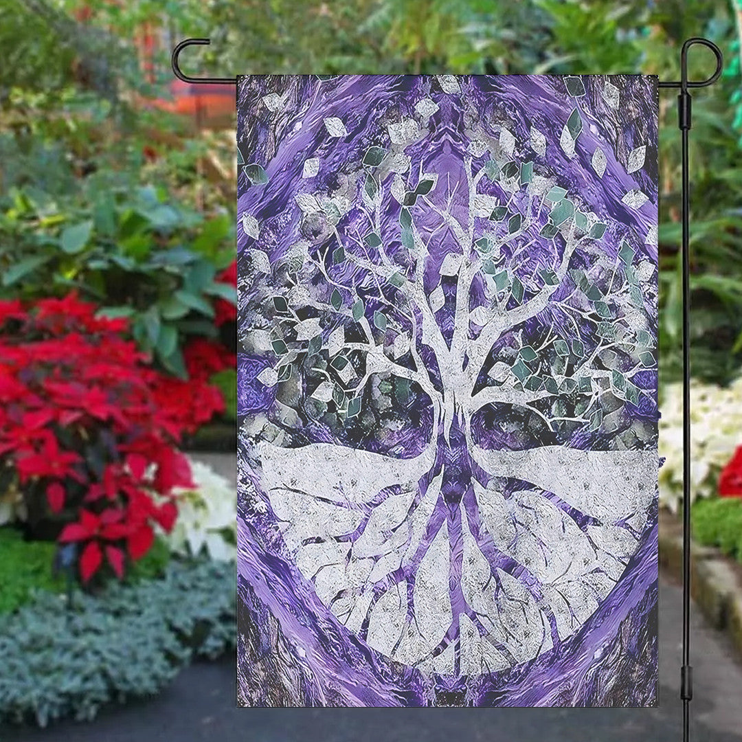 Garden Flag - Viking Yggdrasil Tattoo and Vector Garden Flag