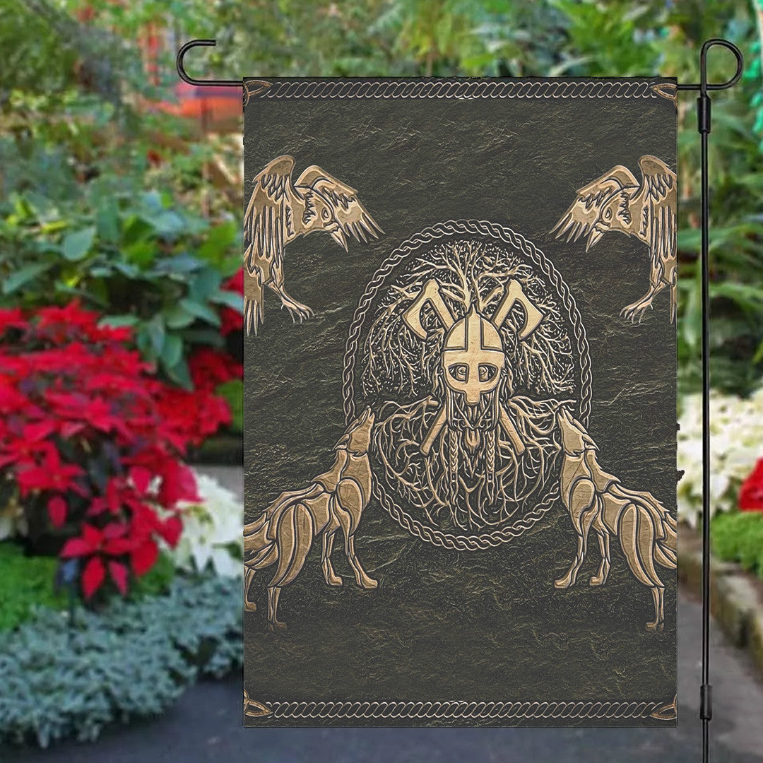 1sttheworld  Garden Flag - Viking Warrior Mugin and Hugin,Skoll and Hati Garden Flag A35