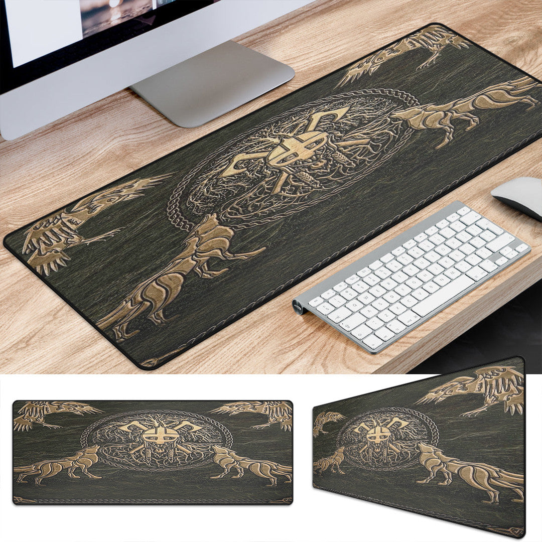 Mouse Mat - Viking Warrior Mugin and Hugin,Skoll and Hati Mouse Mat