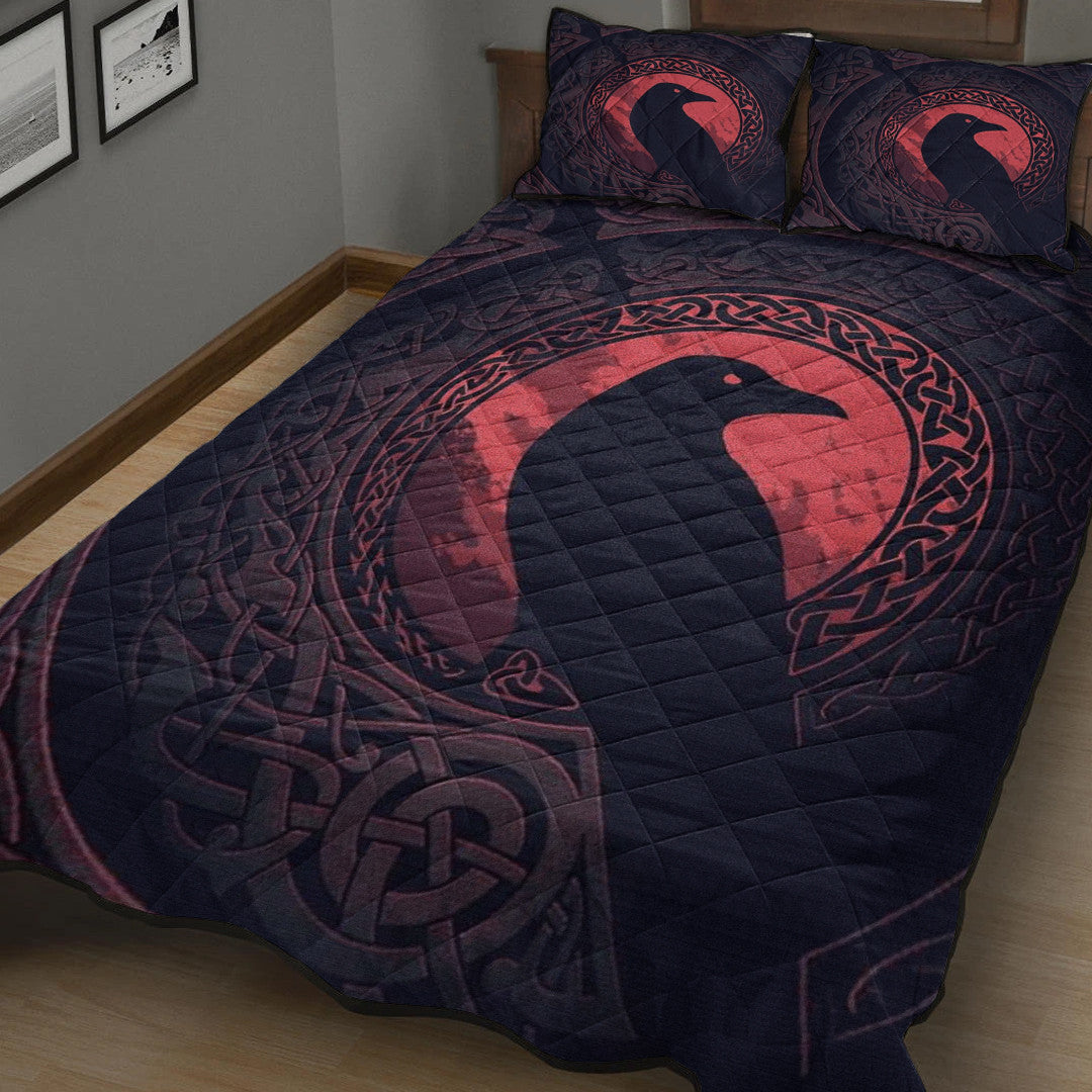 Quilt Bed Set - Viking Raven and Celtic Blood Style Quilt Bed Set