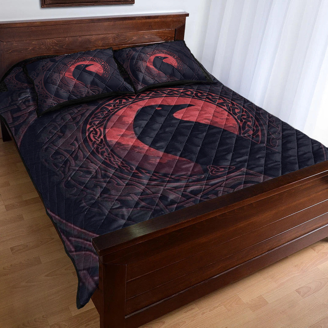 Quilt Bed Set - Viking Raven and Celtic Blood Style Quilt Bed Set