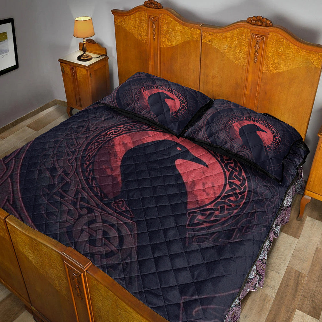 Quilt Bed Set - Viking Raven and Celtic Blood Style Quilt Bed Set