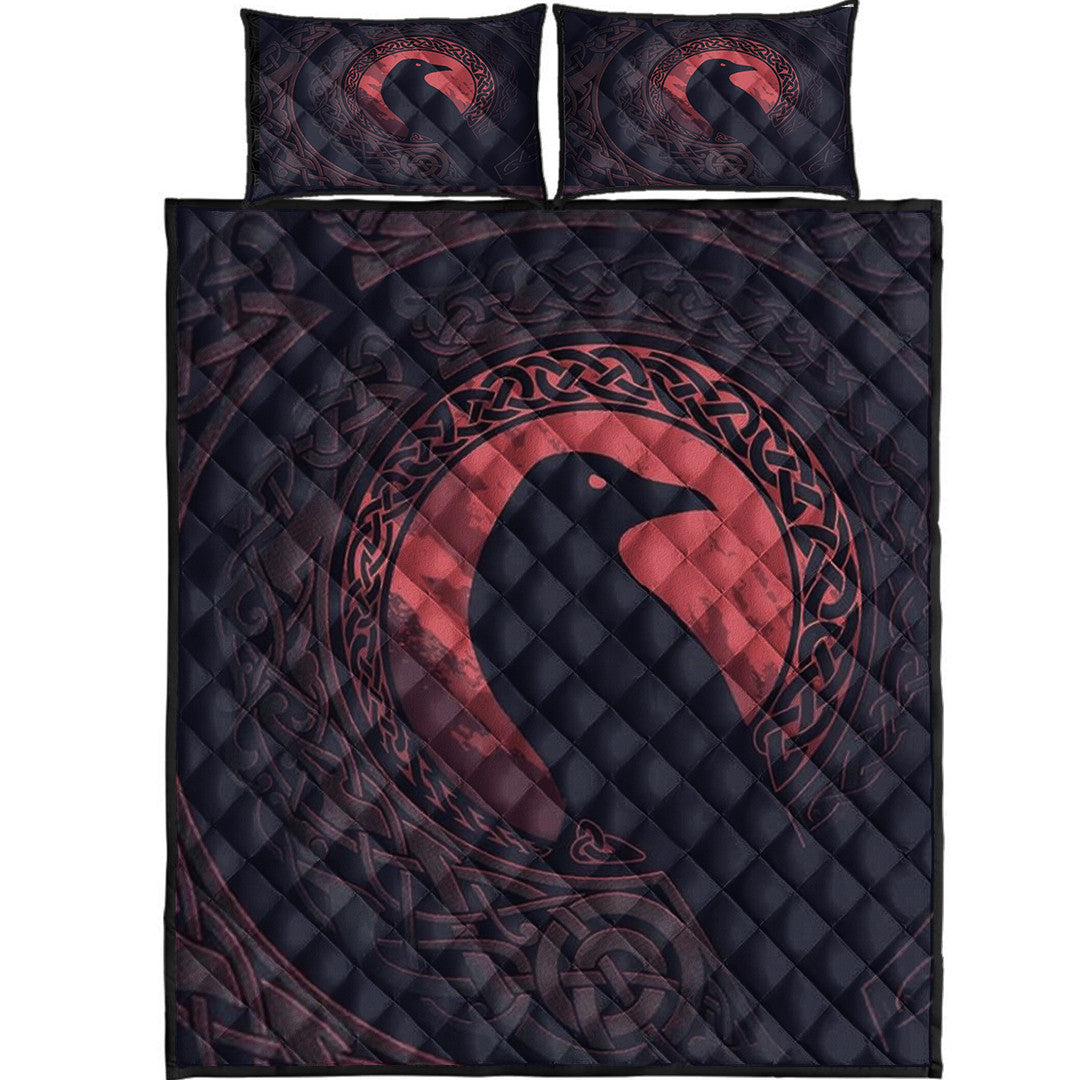 Quilt Bed Set - Viking Raven and Celtic Blood Style Quilt Bed Set