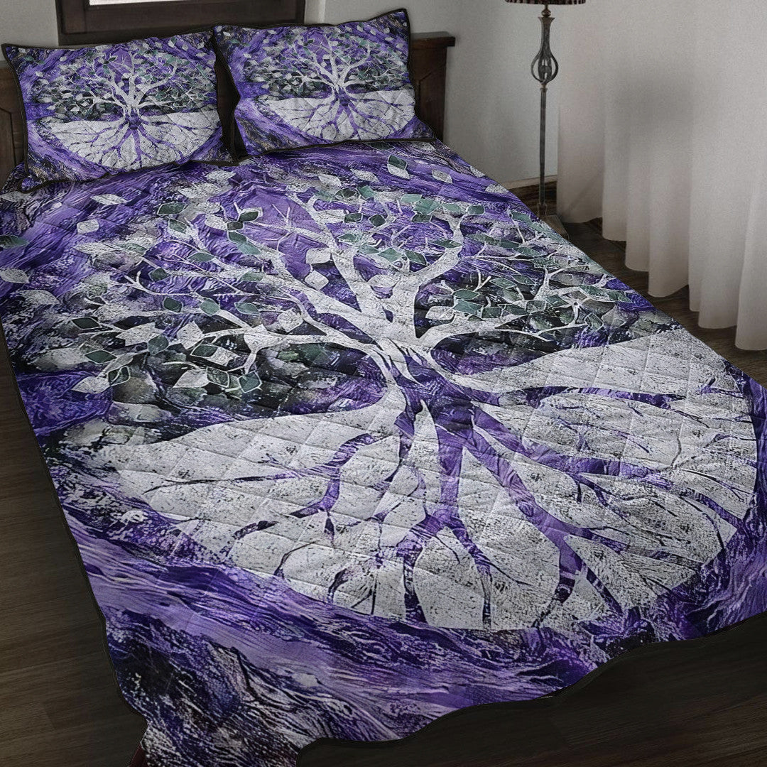 1sttheworld Quilt Bed Set - Viking Yggdrasil Tattoo and Vector Quilt Bed Set A35