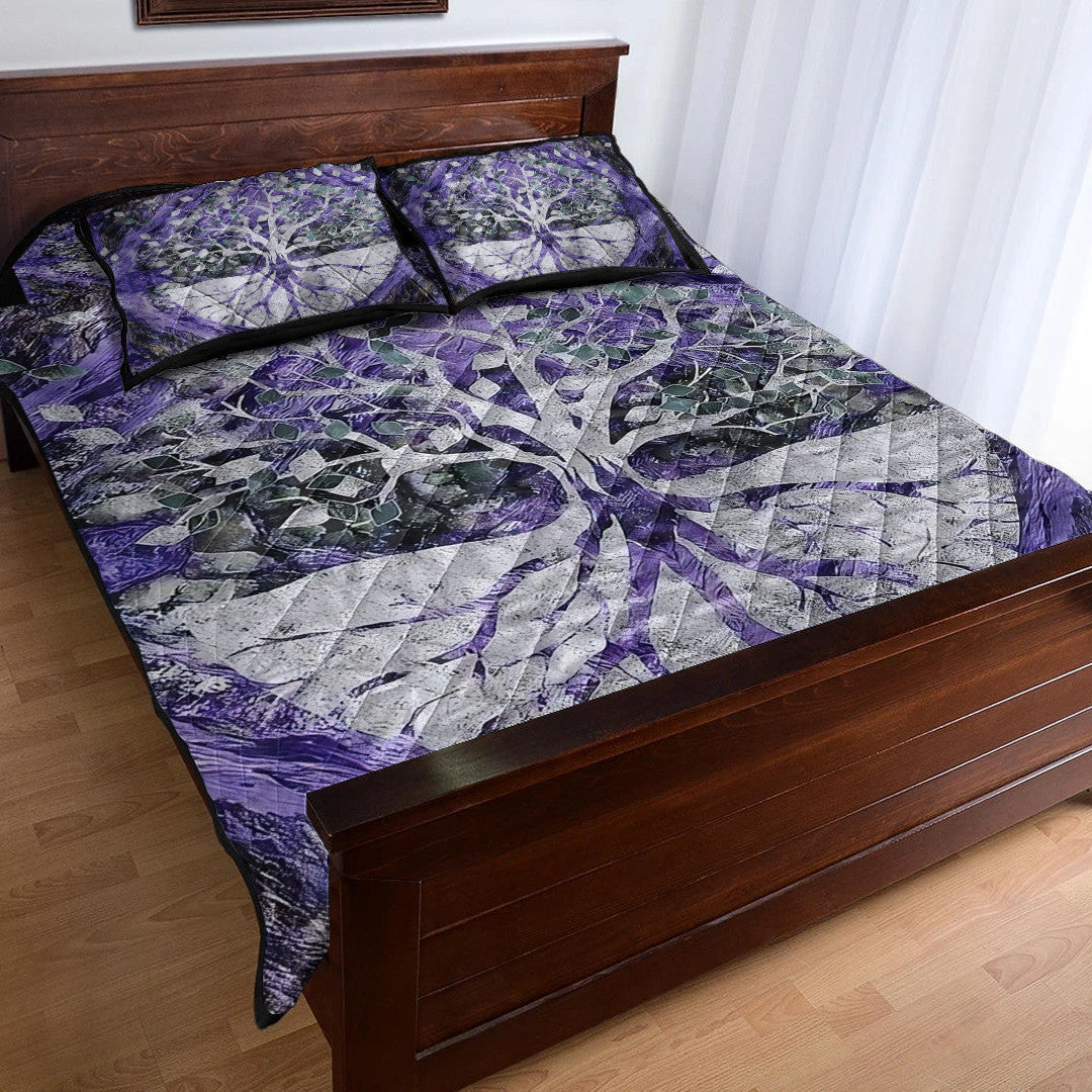 Quilt Bed Set - Viking Yggdrasil Tattoo and Vector Quilt Bed Set