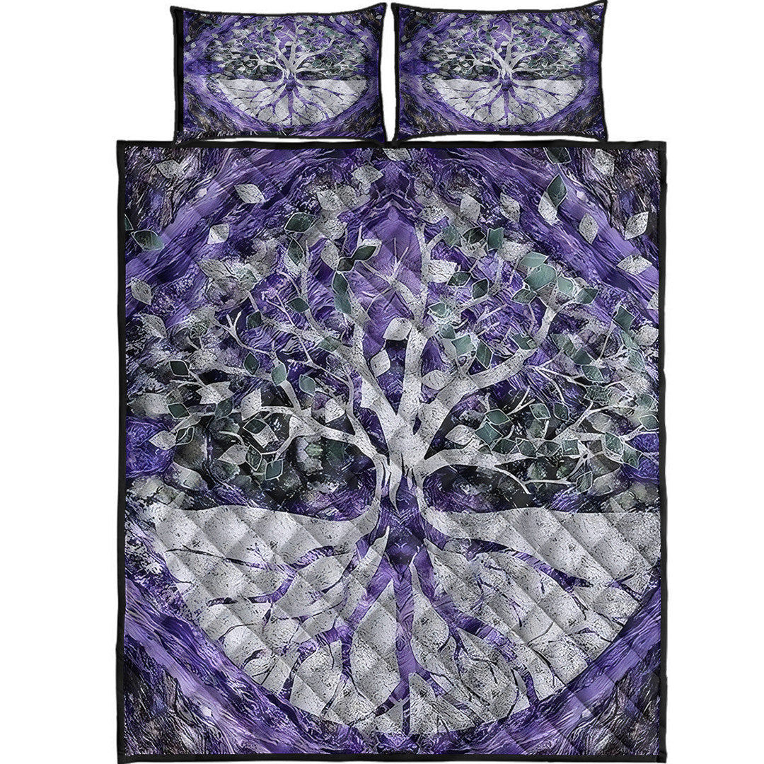 Quilt Bed Set - Viking Yggdrasil Tattoo and Vector Quilt Bed Set