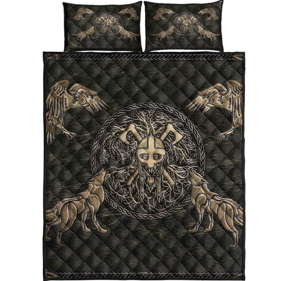 Quilt Bed Set - Viking Warrior Mugin and Hugin,Skoll and Hati Quilt Bed Set