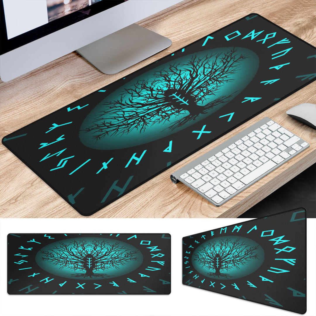 Mouse Mat - Yggdrasil and Rune Round Tattoo Mouse Mat