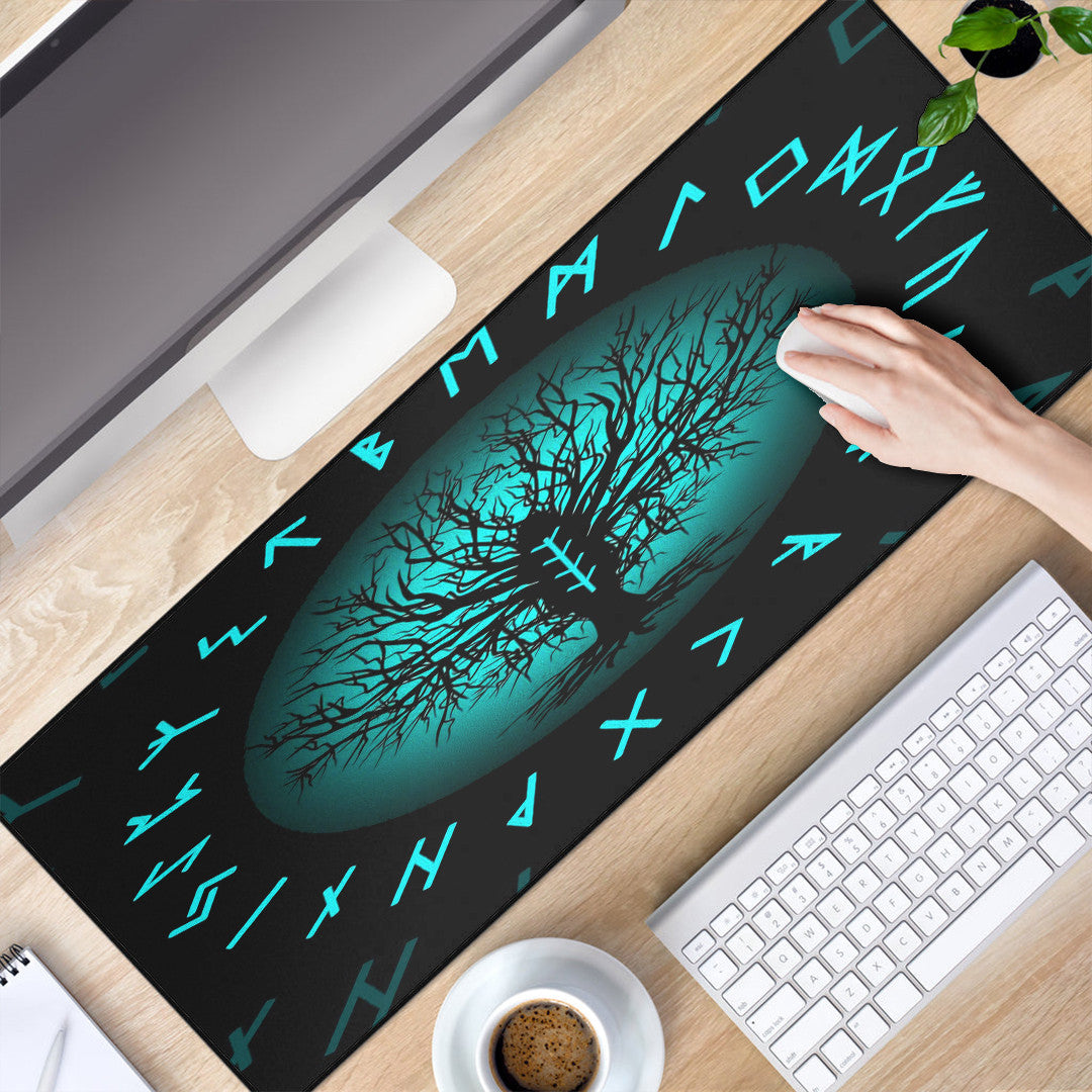 Mouse Mat - Yggdrasil and Rune Round Tattoo Mouse Mat