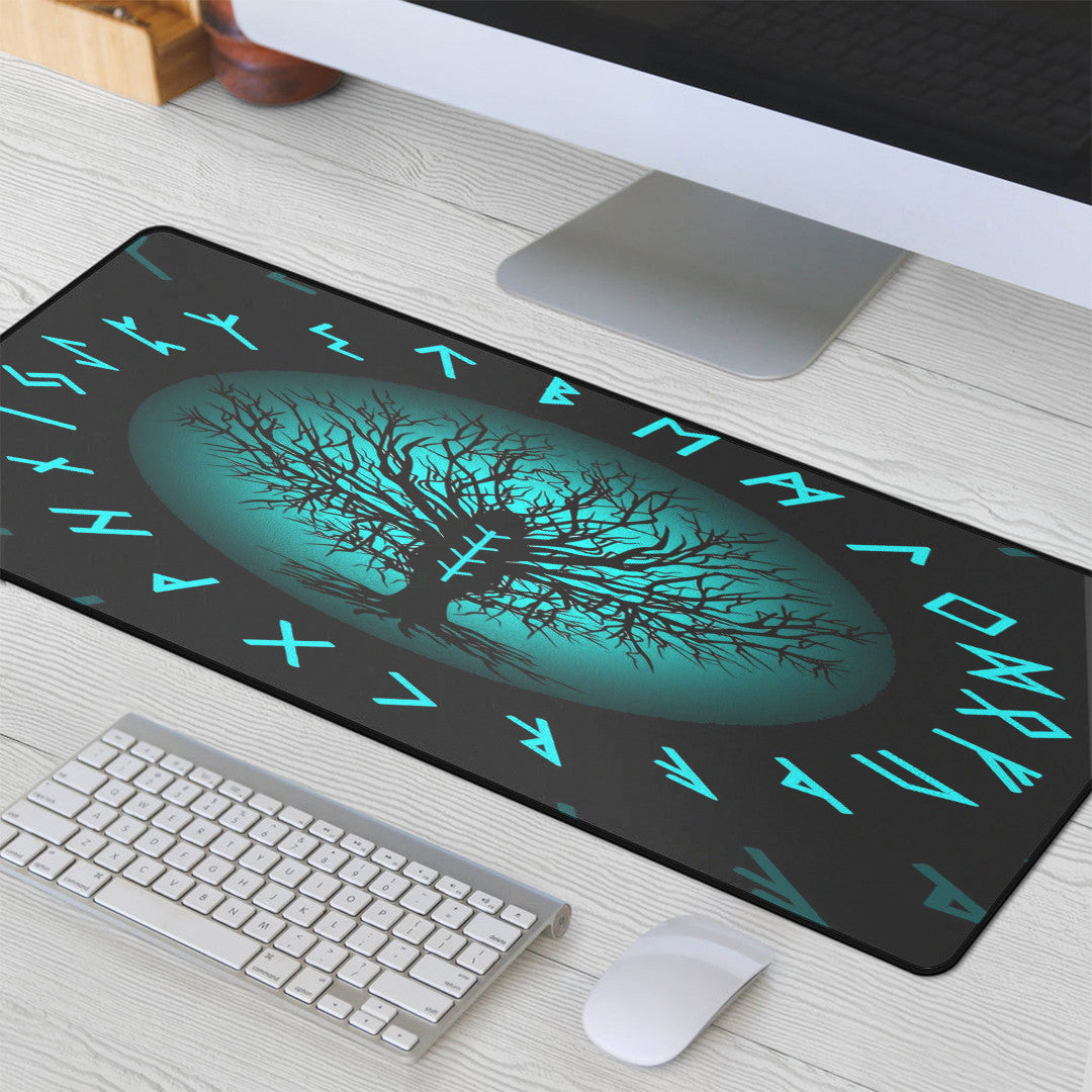 Mouse Mat - Yggdrasil and Rune Round Tattoo Mouse Mat
