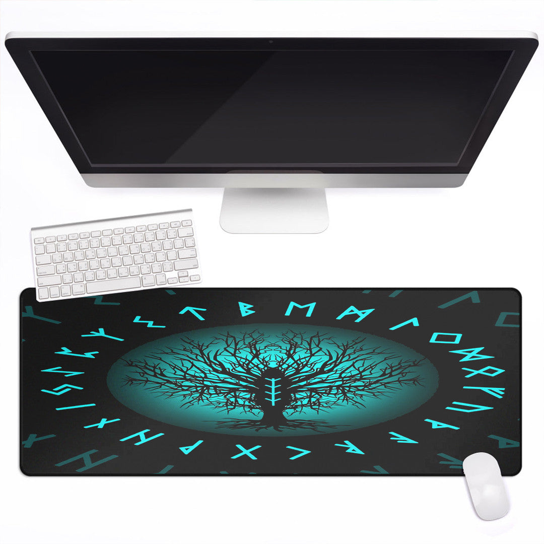 Mouse Mat - Yggdrasil and Rune Round Tattoo Mouse Mat
