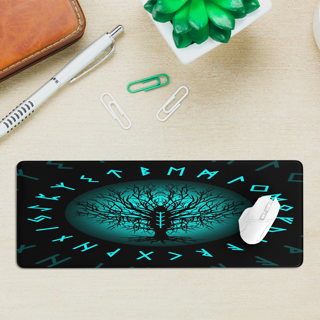 Mouse Mat - Yggdrasil and Rune Round Tattoo Mouse Mat