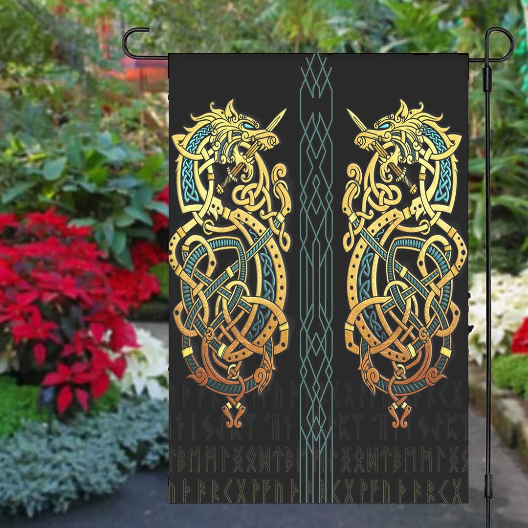 Celtic Garden Flag - Celtic Dragon Gold Garden Flag
