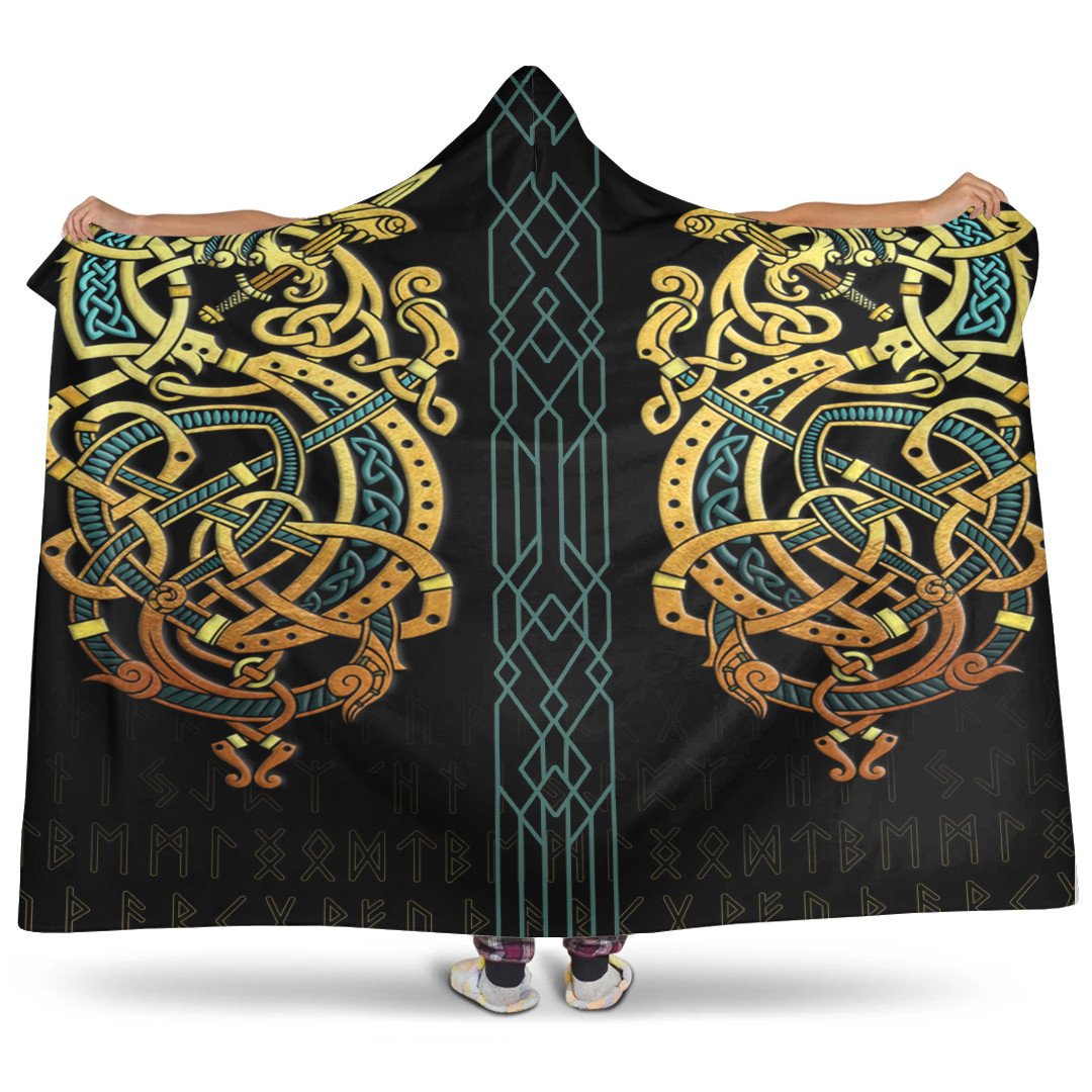 1st Ireland Celtic  Hooded Blanket - Celtic Dragon Gold Hooded Blanket A35