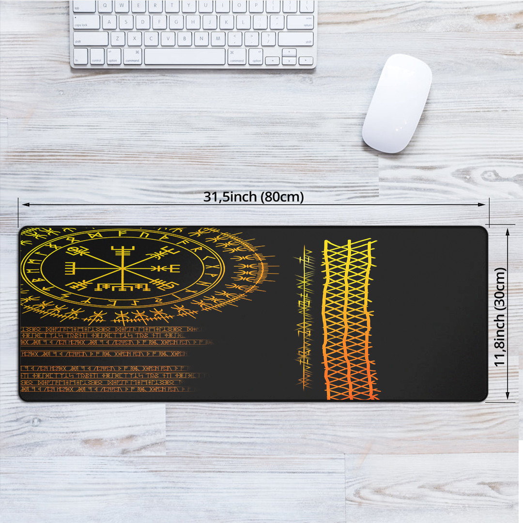 1st Ireland Celtic Mouse Mat - Vegvisir and Rune Gold Style Mouse Mat A35