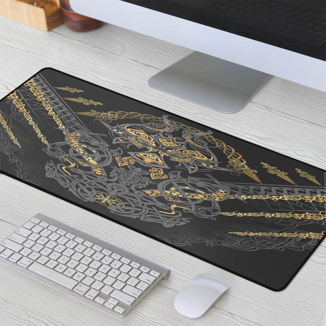 Celtic Mouse Mat - Fenrir and Claw Gold-Black Mouse Mat