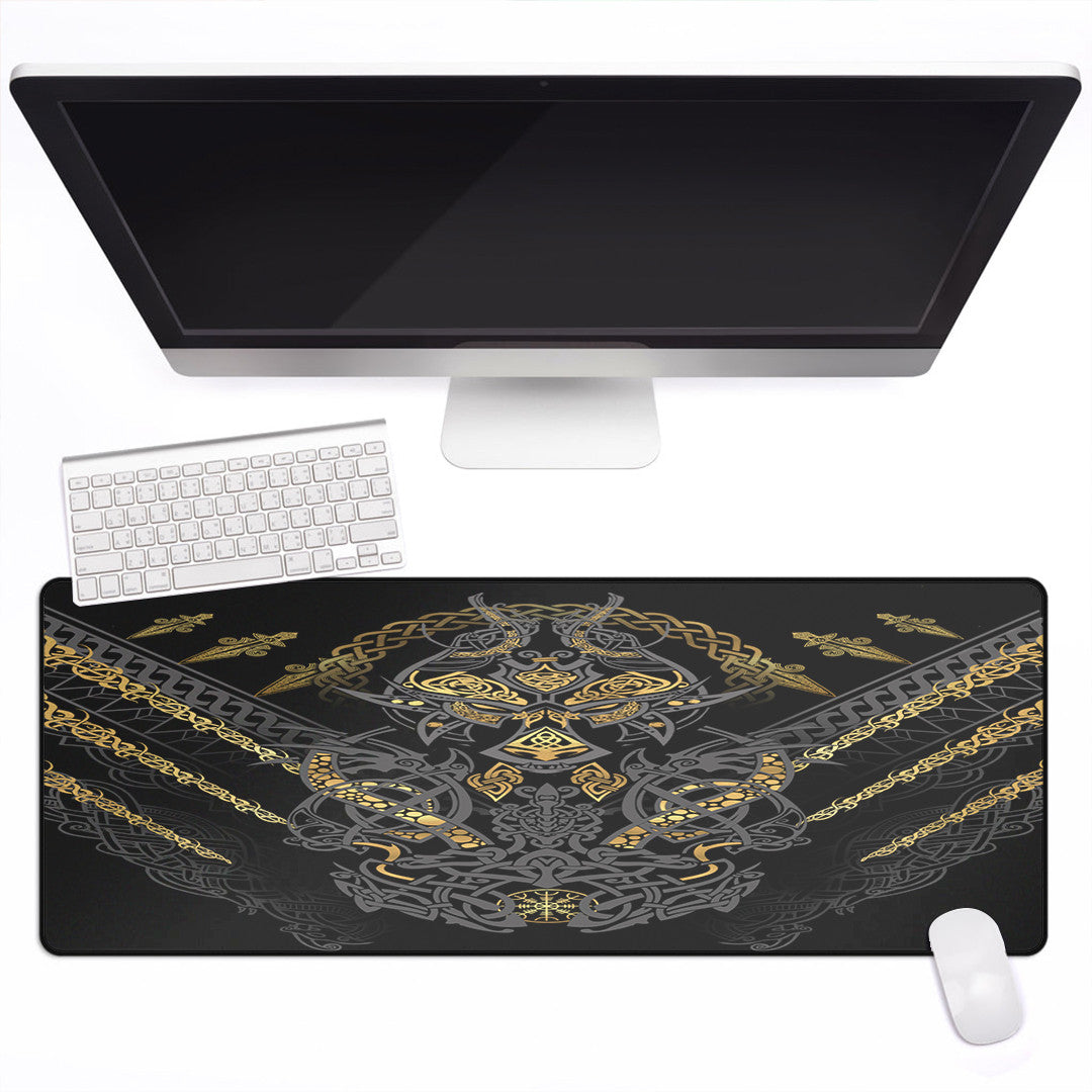 Celtic Mouse Mat - Fenrir and Claw Gold-Black Mouse Mat